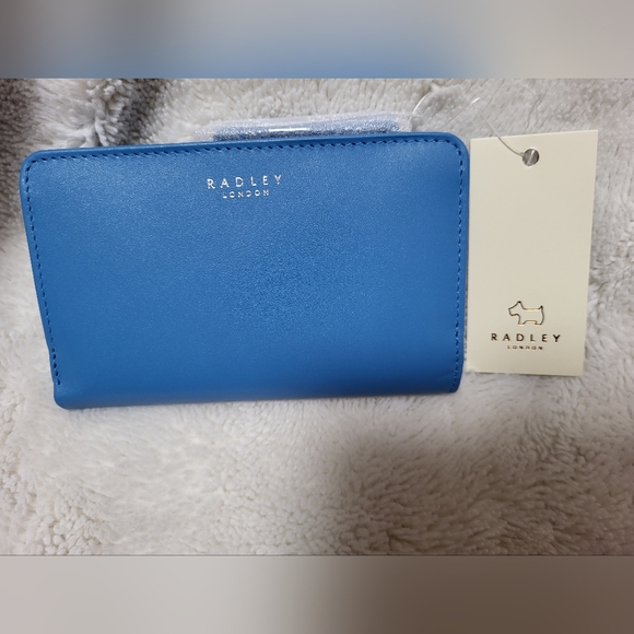NWT! RADLEY LONDON Blue Leather Diving Board With Dogs Bifold Wallet! - Picture 2 of 13